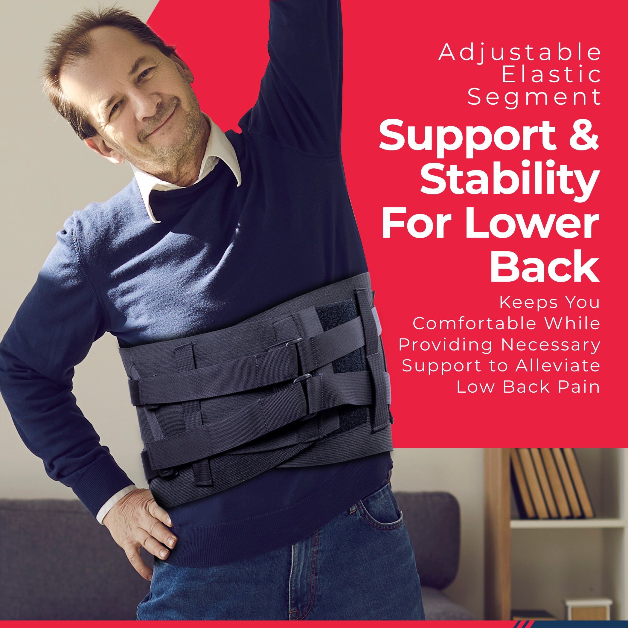 Elastic Back Brace with Rigid Removable Tall Back Panel – Pro